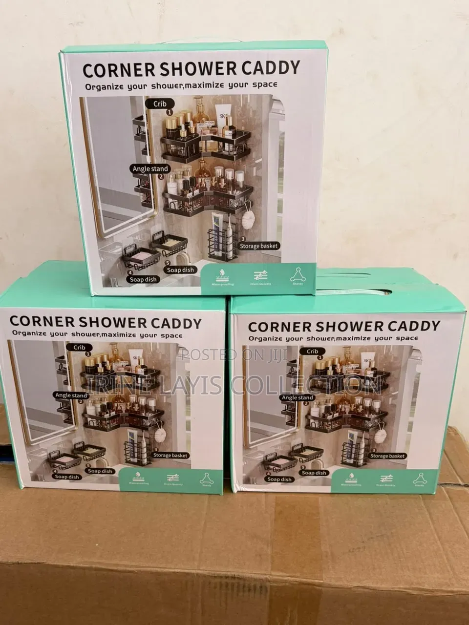 -Piece Black Corner Shower Caddy Organizer Set