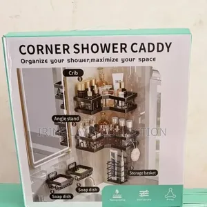 -Piece Black Corner Shower Caddy Organizer Set
