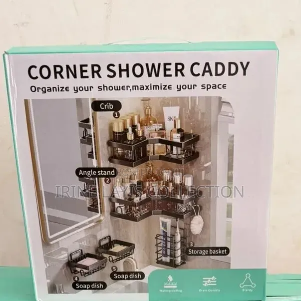 -Piece Black Corner Shower Caddy Organizer Set