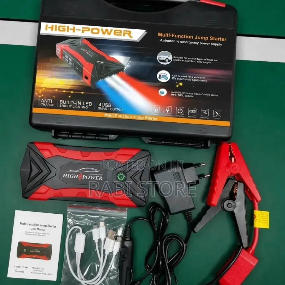 High-Power 4-in-1 Car Jump Starter Kit + Digital Air Compressor