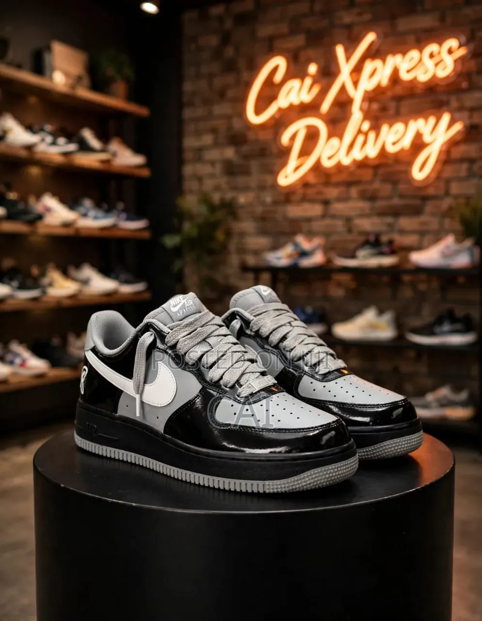 Air Force 1 Grey Black Patent