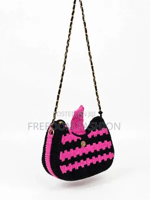Golden Chain Pink and Black Crossing Cartoon Bag