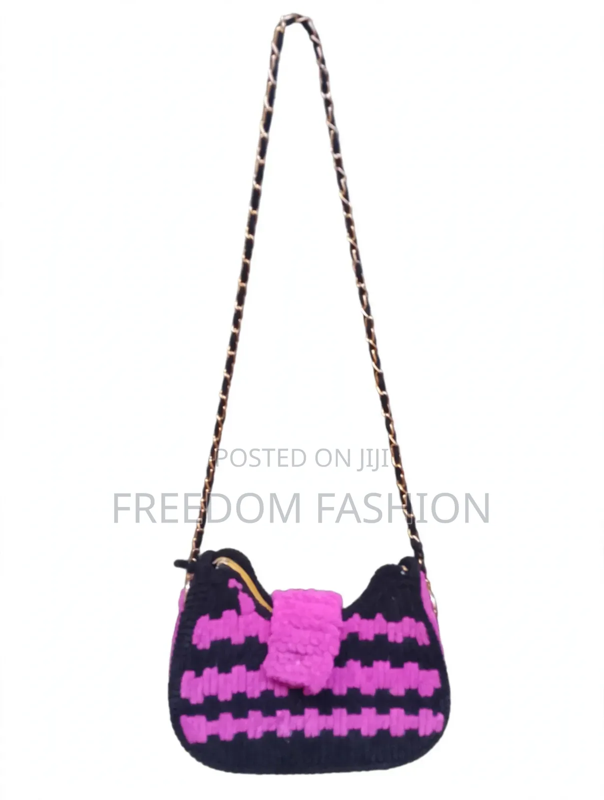 Golden Chain Pink and Black Crossing Cartoon Bag