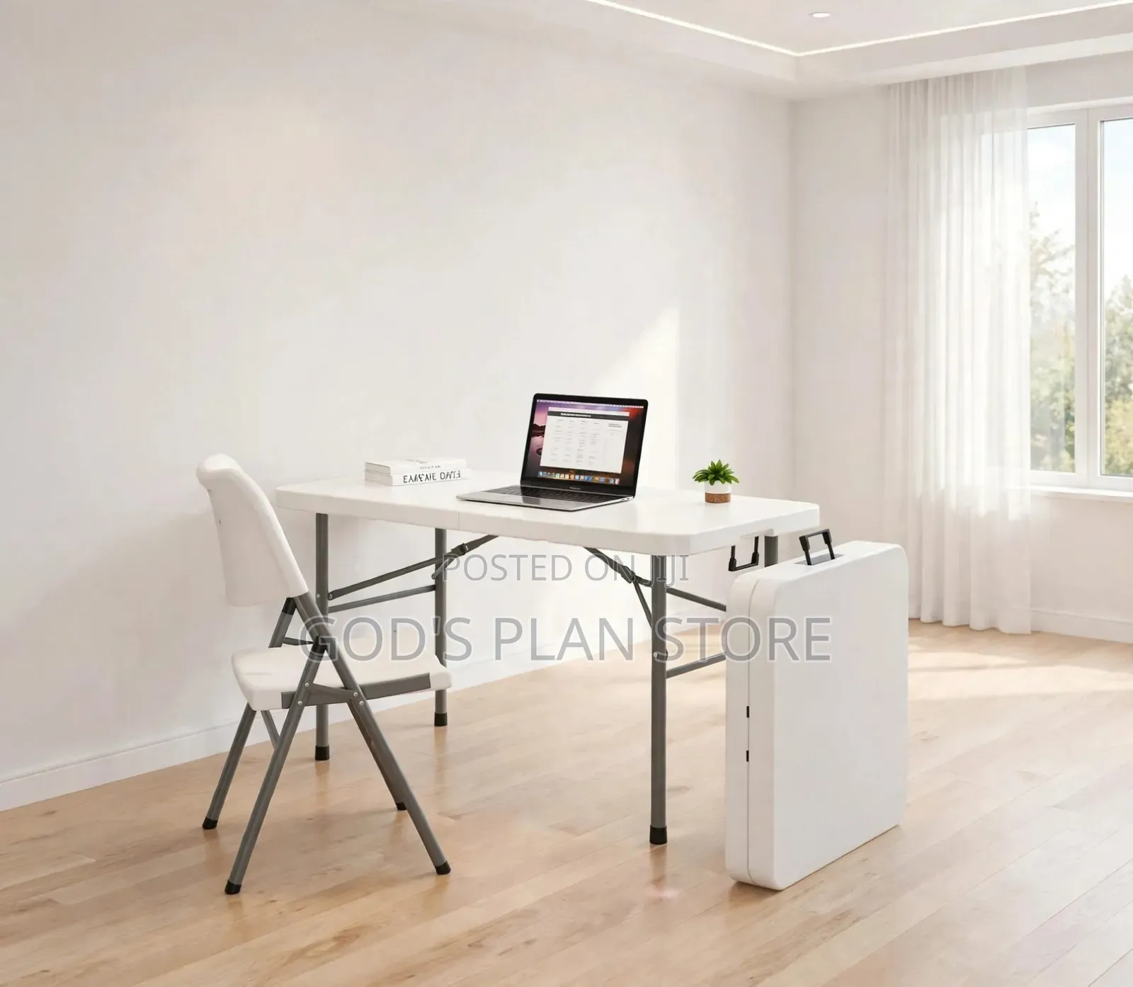 Office,Home,hostel Foldable Reading Table and Chair Comb(white)
