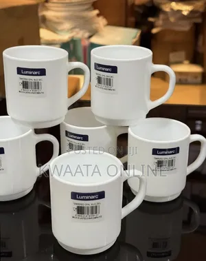 6PC Luminarc Tempered Opal Glass Mug Set – Coffee & Tea Cups (29 Cl)