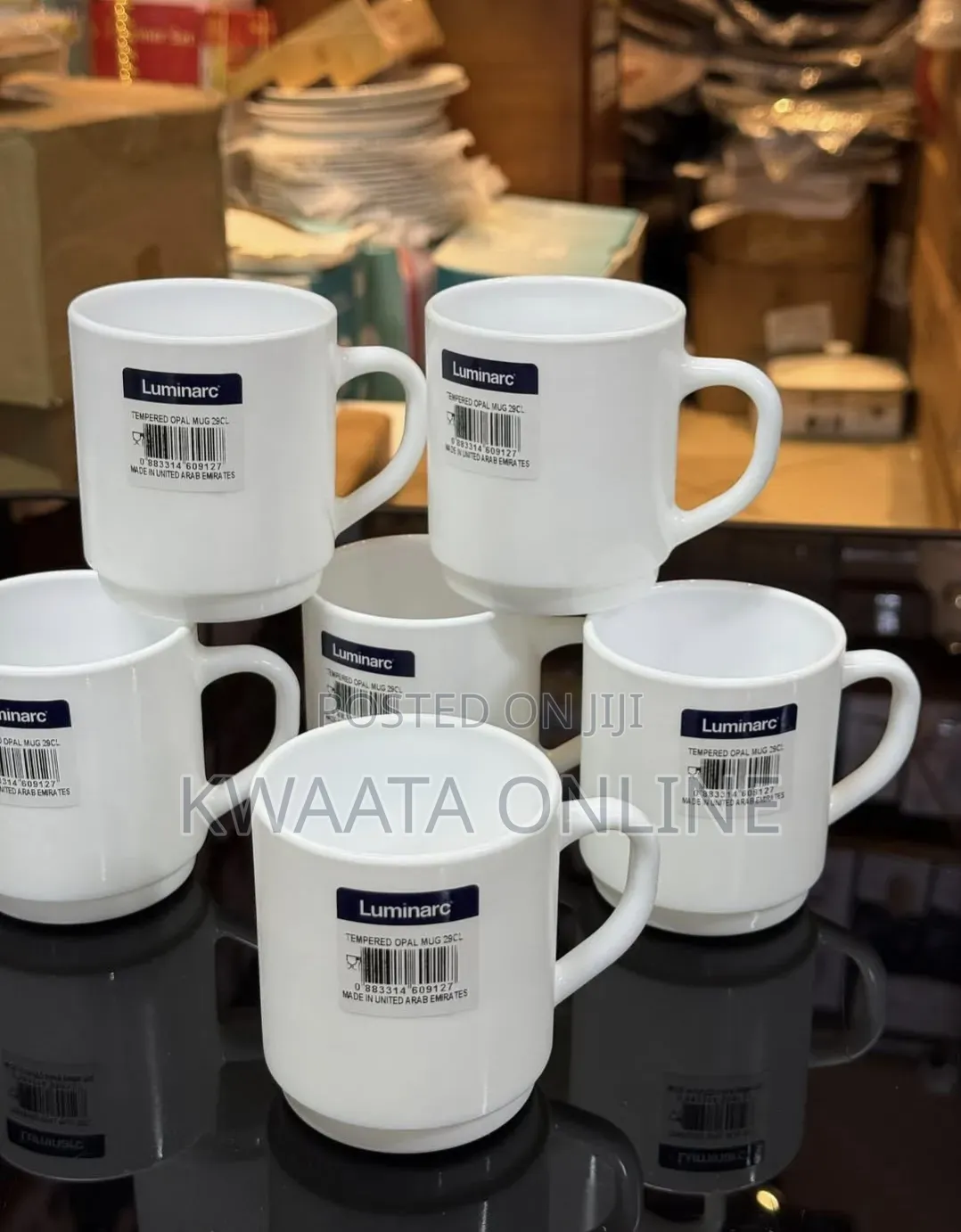 6PC Luminarc Tempered Opal Glass Mug Set – Coffee & Tea Cups (29 Cl)