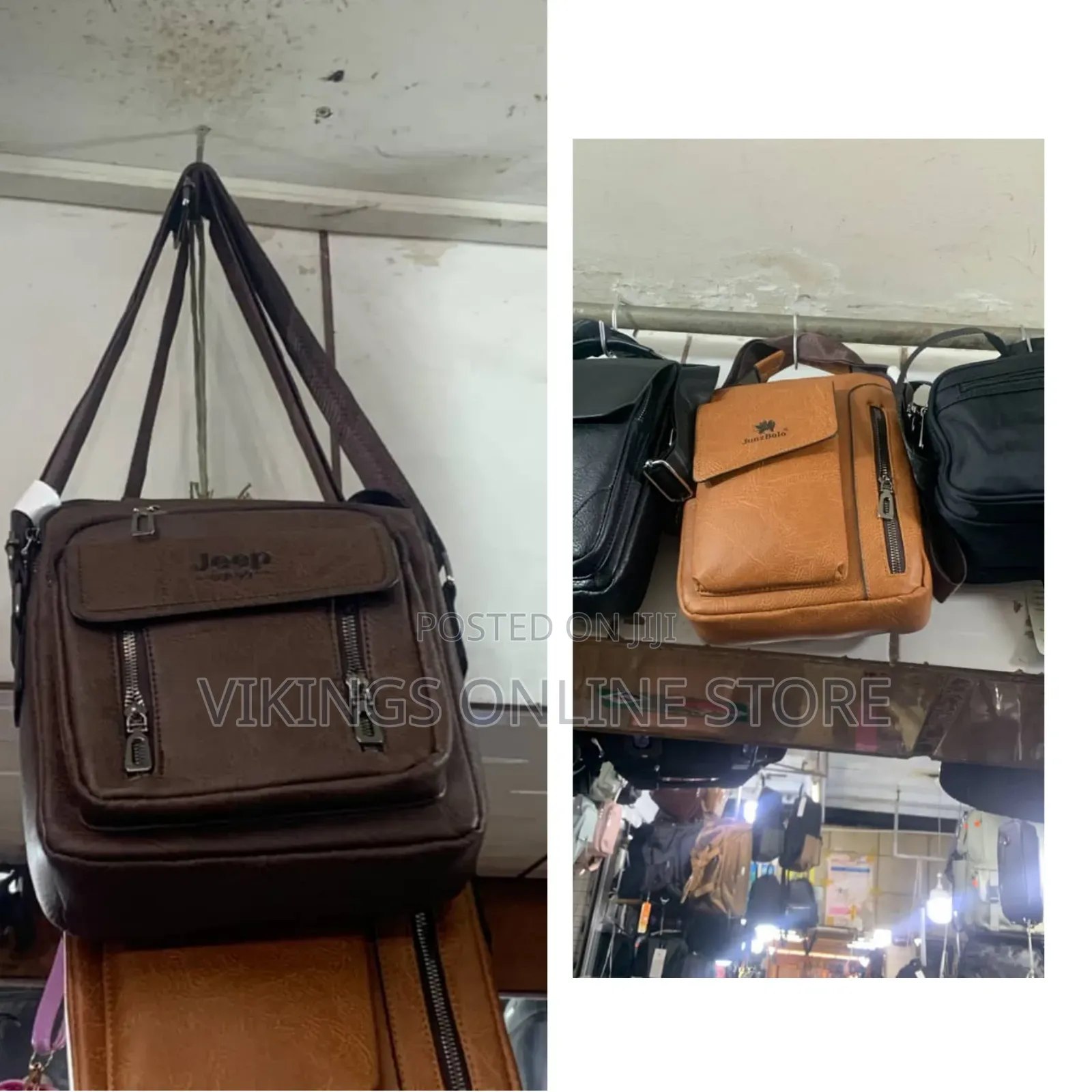 Textured Leather or Faux-Leather Men's Vertical Crossbody Messenger