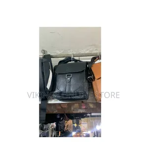 Textured Leather or Faux-Leather Men's Vertical Crossbody Messenger