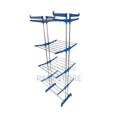 TNC Stainless Steel Double Pole 4-Tier Movable Cloth Drying Rack With.