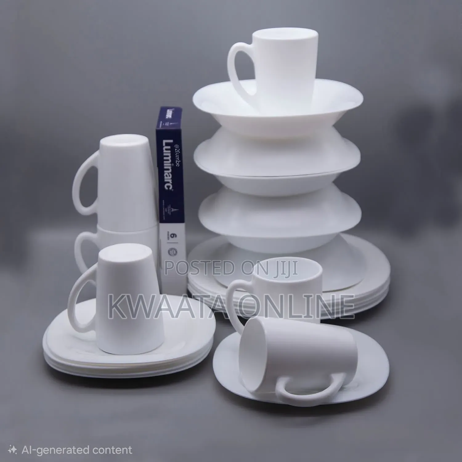 Luminarc 24-Piece White Classic Dinnerware Set