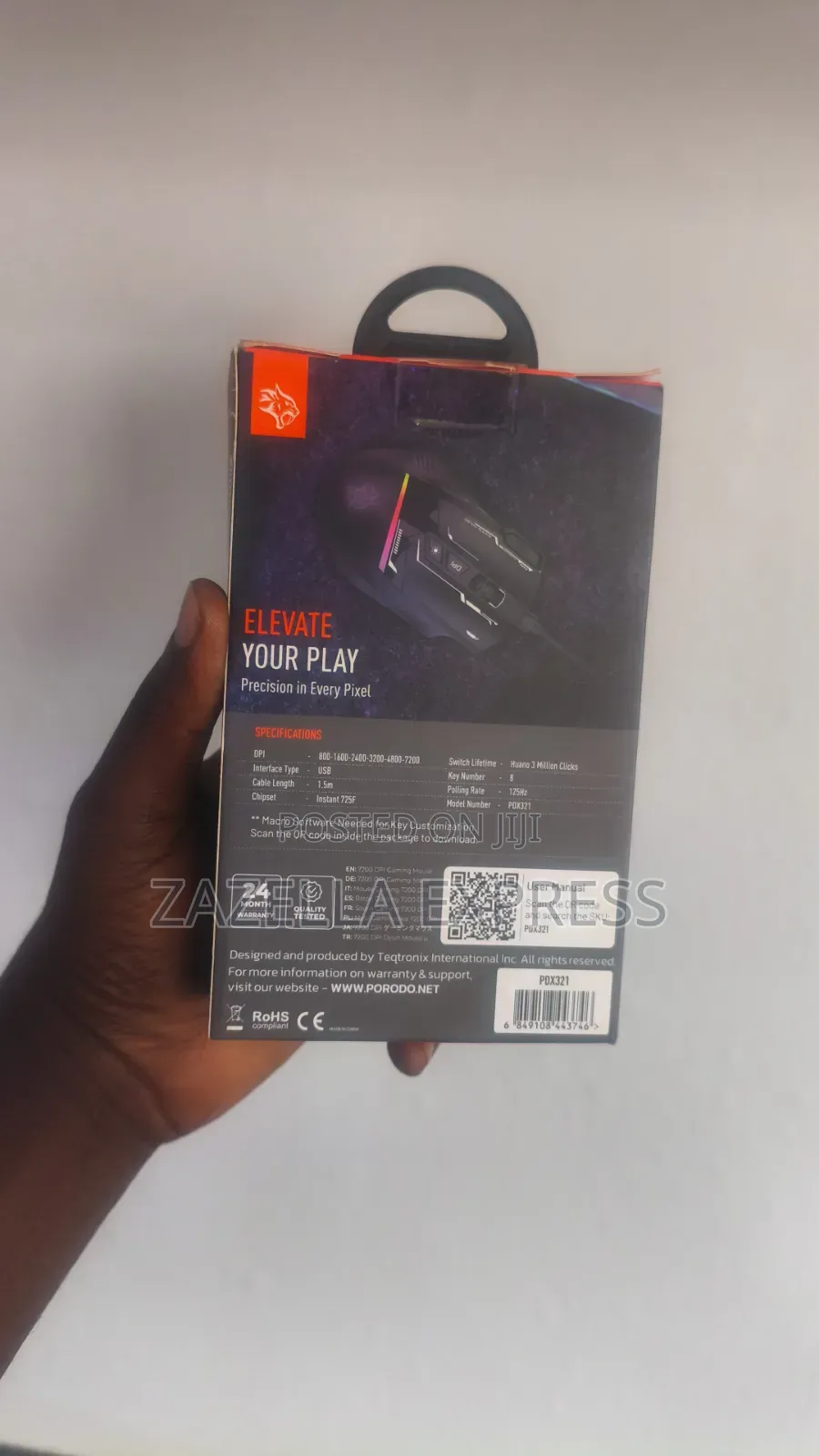 Porodo Gaming Wired Mouse With 7200 Dpi 8 Programmable Keys