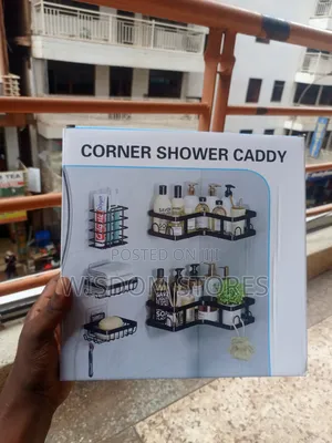 5-Piece Black Metal Corner Shower Caddy Set