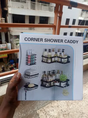 5-Piece Black Metal Corner Shower Caddy Set