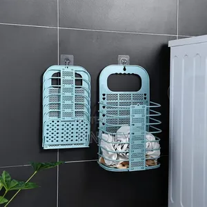 Wall Mounted Foldable Laundry Basket Dirty Clothes Storage Basket