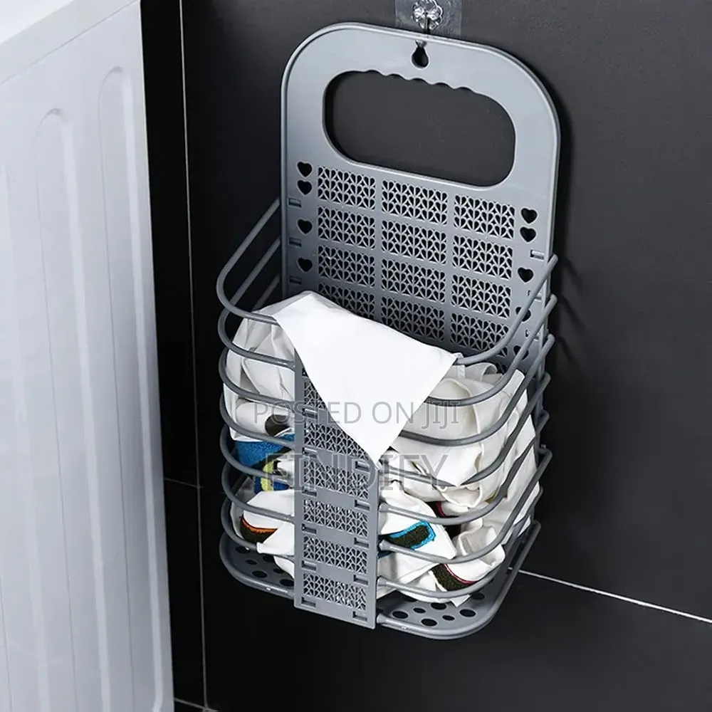Wall Mounted Foldable Laundry Basket Dirty Clothes Storage Basket