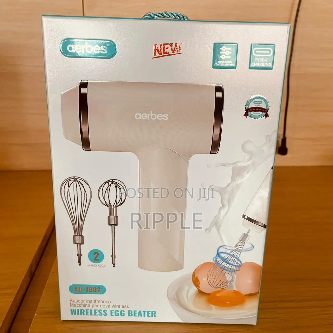 Rechargeable Electric Hand Mixer – 3 Speed, 2 Whisks