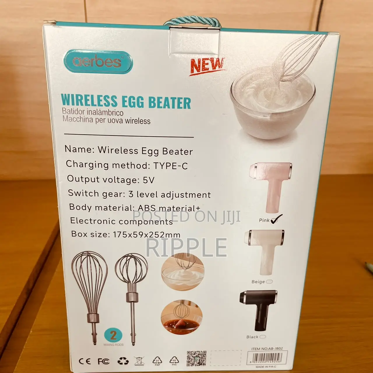 Rechargeable Electric Hand Mixer – 3 Speed, 2 Whisks