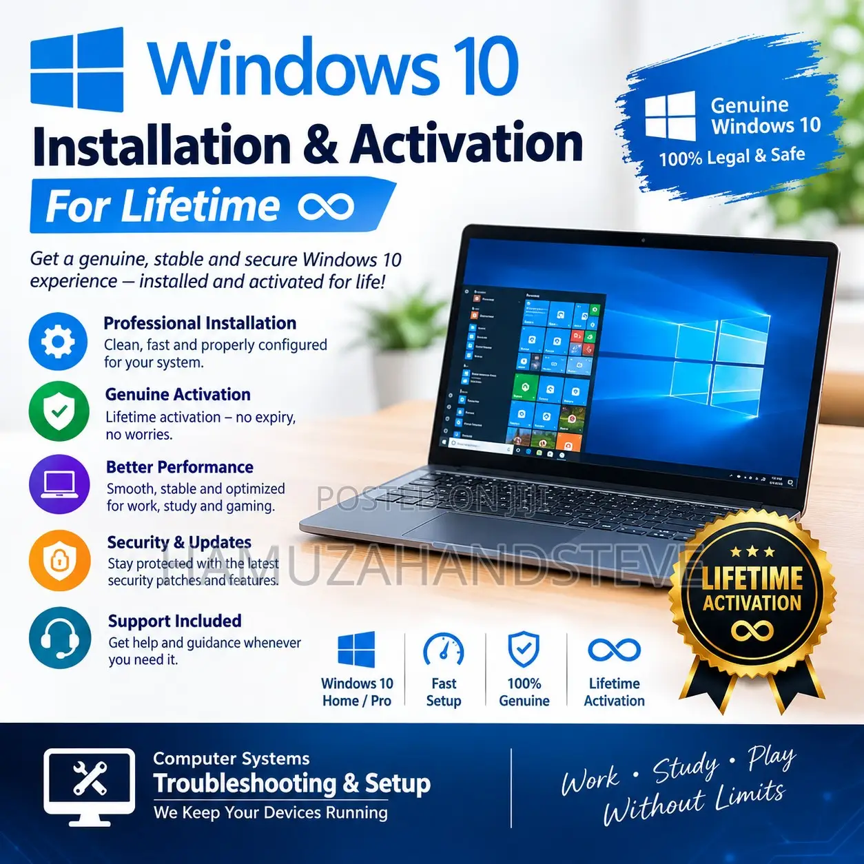Windows 10 Installation & Lifetime Activation