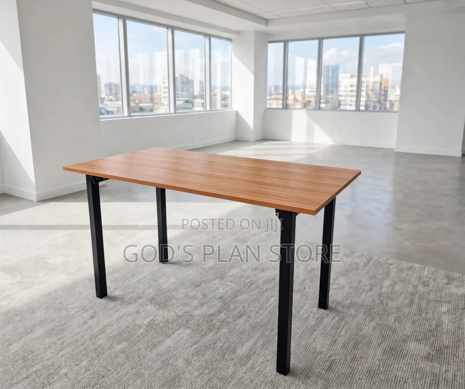 Strong Black Metal Legs Foldable Wooden Table Wooden Foldable Table