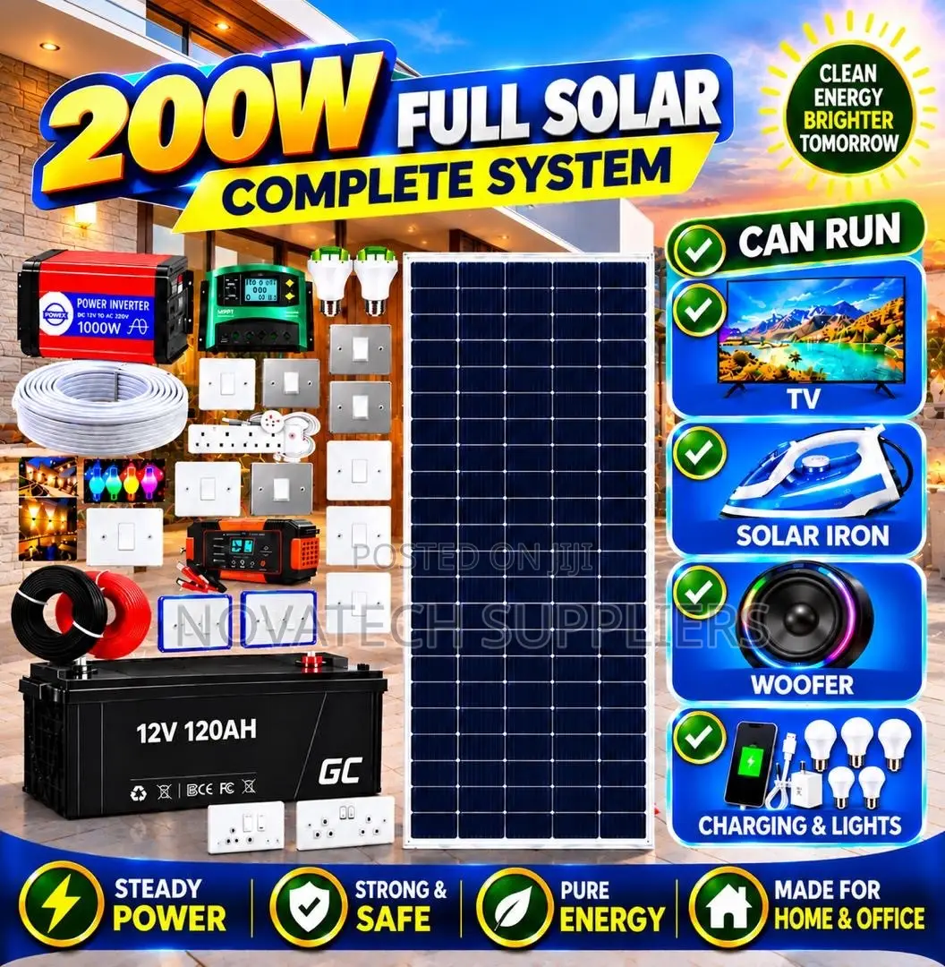 200W Full Solar System With 500W Inverter & 120Ah Battery