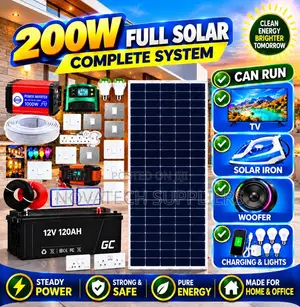 200W Full Solar System With 500W Inverter & 120Ah Battery