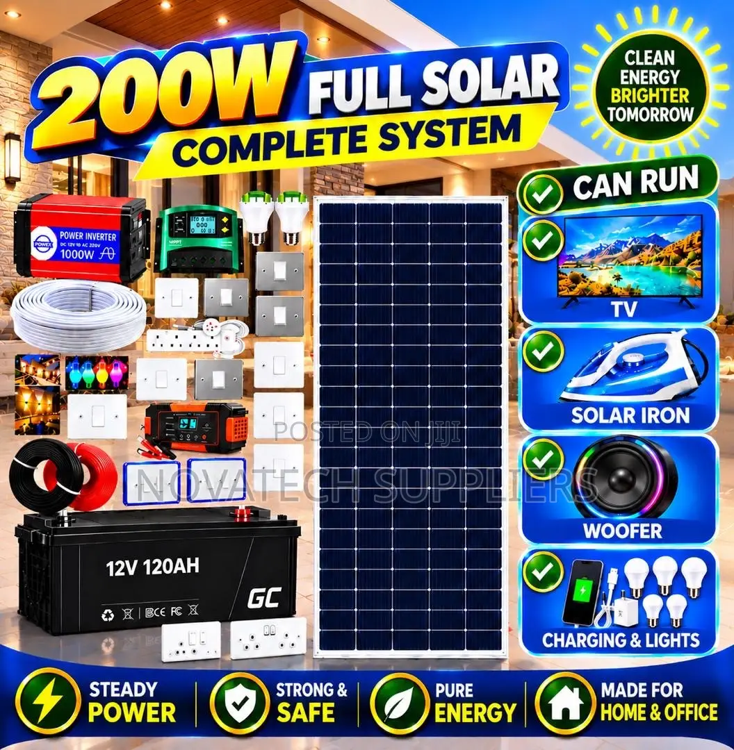 200W Full Solar System With 500W Inverter & 120Ah Battery