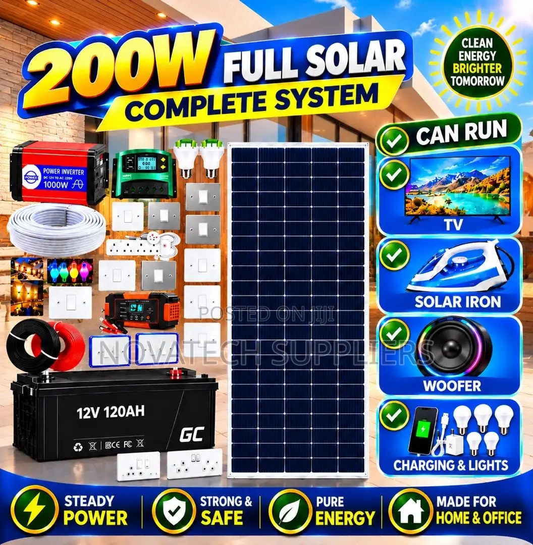 200W Complete Solar Kit With 12V 120Ah Battery & 500W Inverter