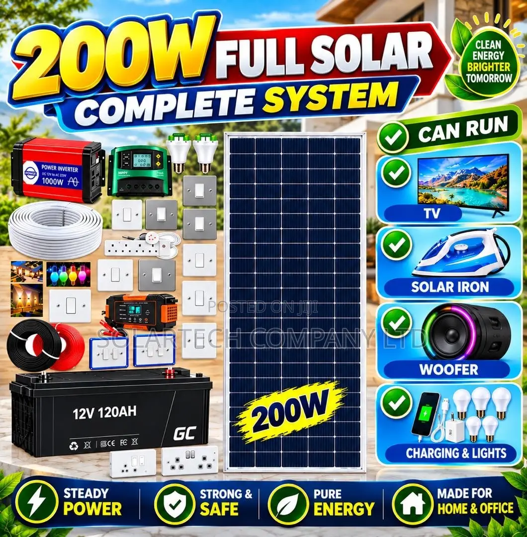 200W Complete Solar System With 500W Inverter – 2 Year Warranty