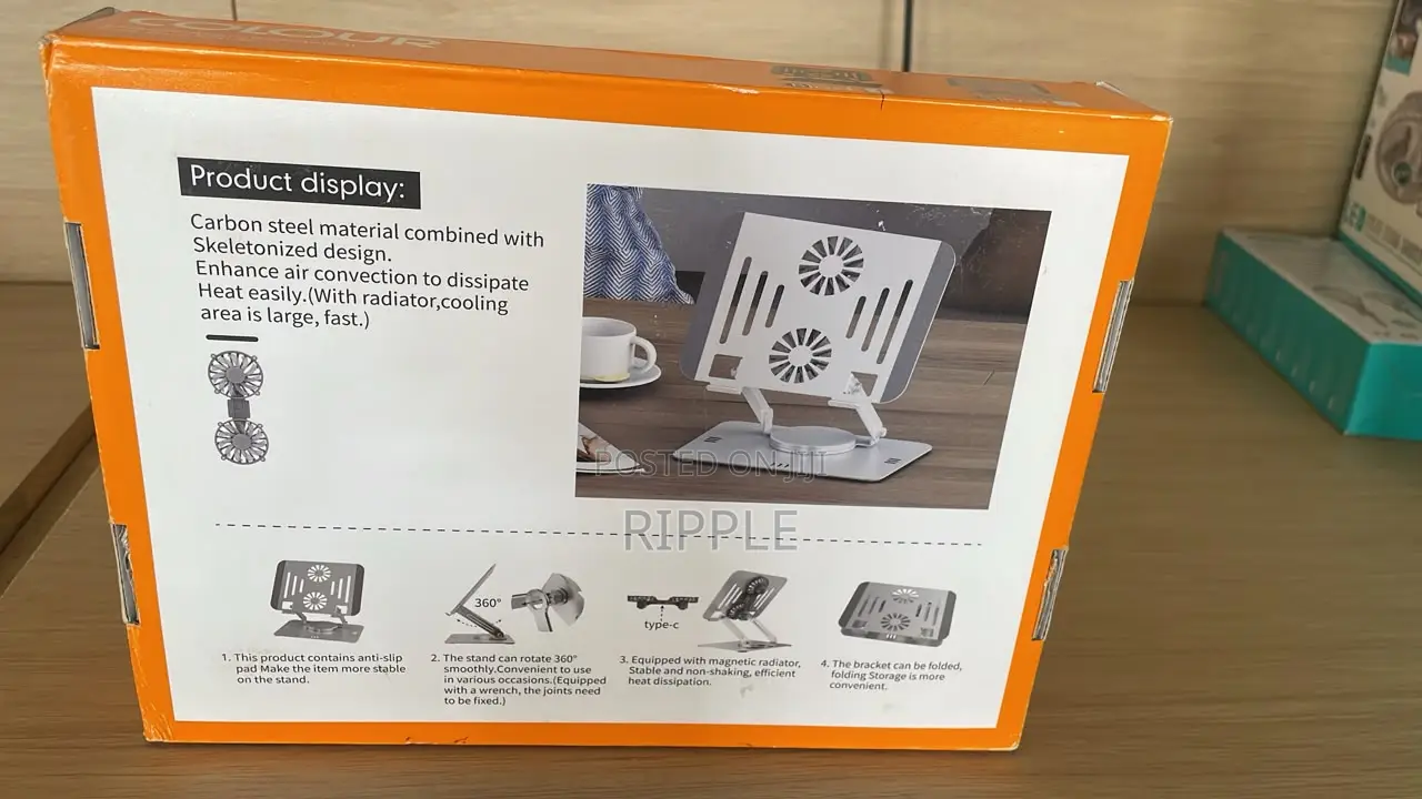 360° Rotating Adjustable Metal Tablet Stand – Foldable & Portable