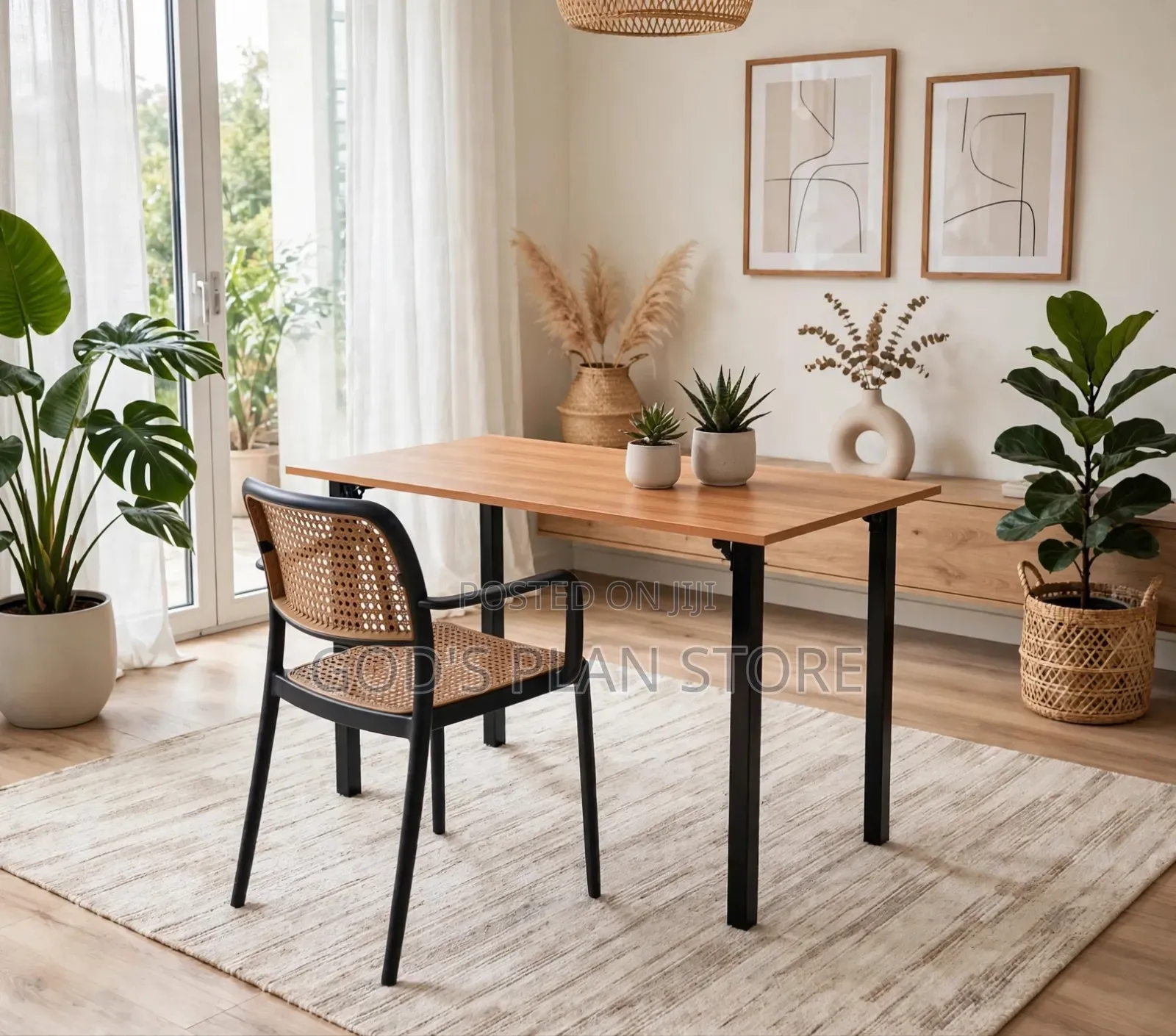 Small Apartment Wooden Foldable Reading Table and Chair