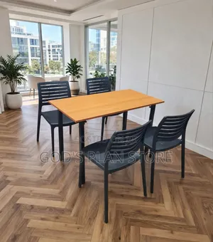 4 Seater Dining Set of Wooden Table and Plastic Chairs