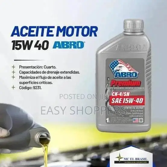 ABRO Premium SAE 15w-40 CK-4/SN Synthetic Blend Motor Oil 0.946 Liters