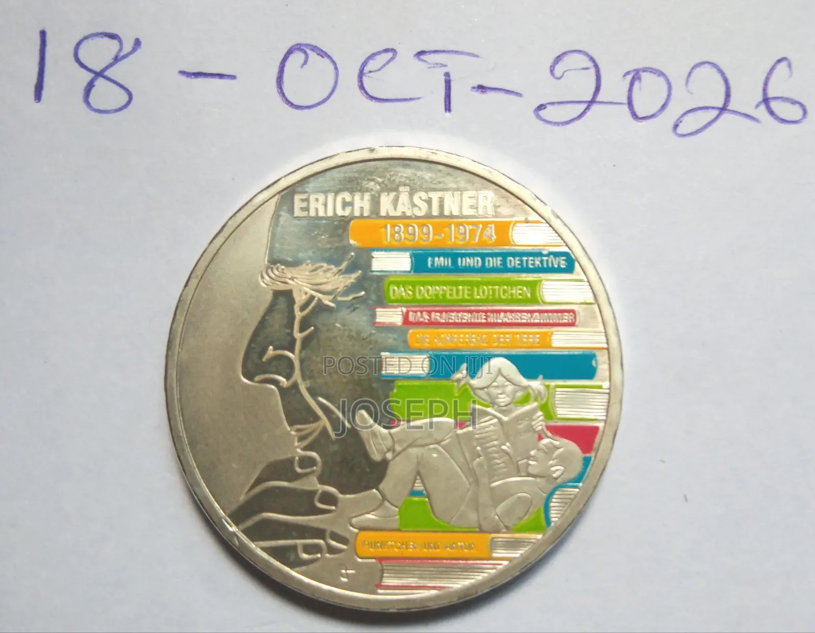 German 20Euro "125Th Anniversary of the Birth of Erich Kastner Medal