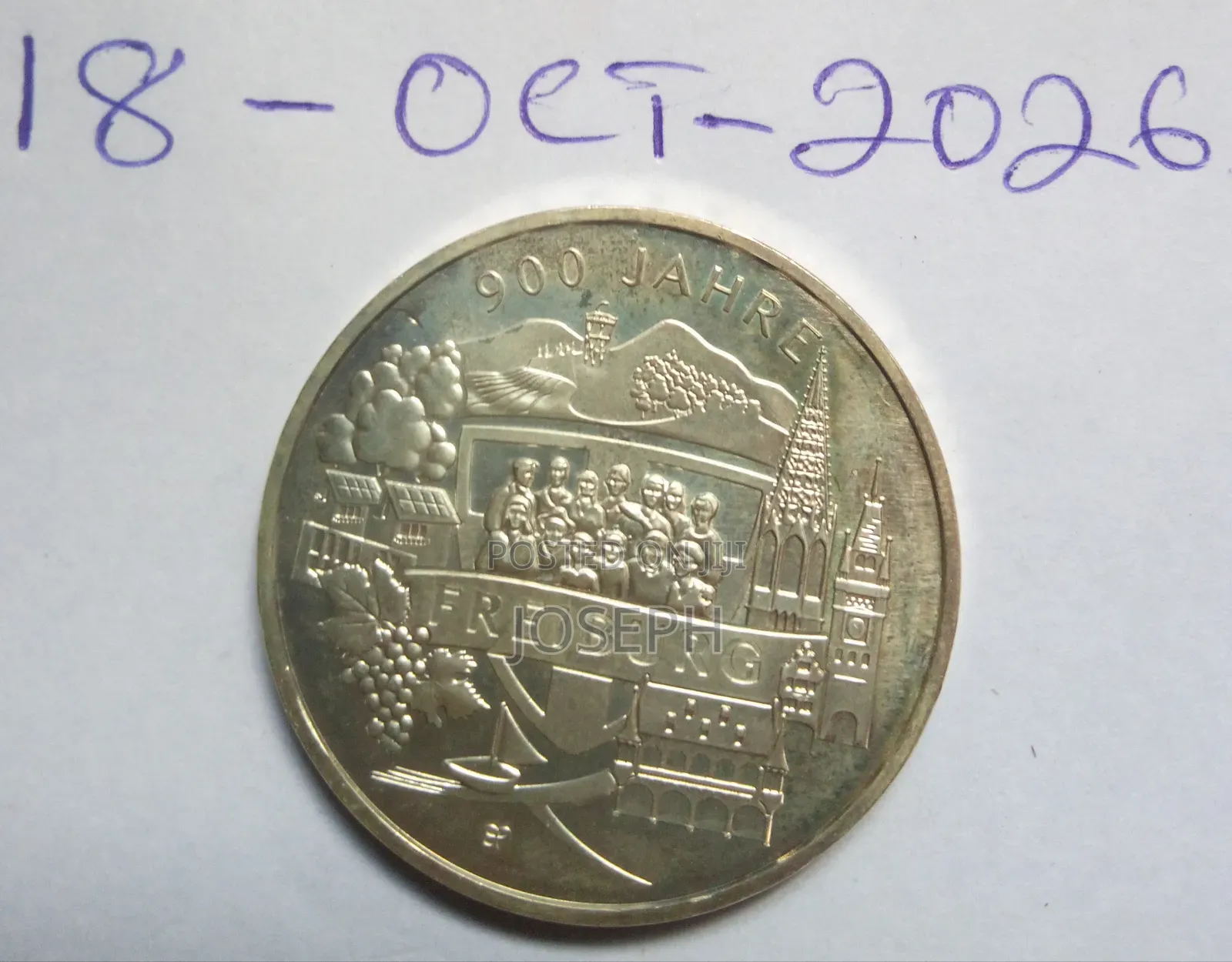 German 20 Euro- 900Th Anniversary of Freiburg Silver Piece