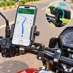 360° Rotating Motorcycle Phone Holder – Metal Handlebar Mount