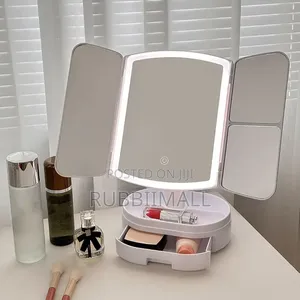 Tri-Fold LED Lighted Tabletop Makeup Mirror