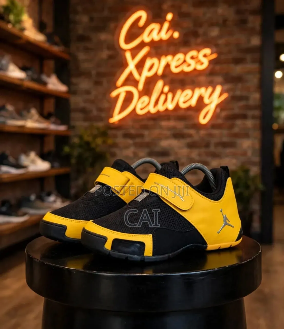Black and Yellow Jordan LX / LX2 / Net Low-Top Strap Sneakers