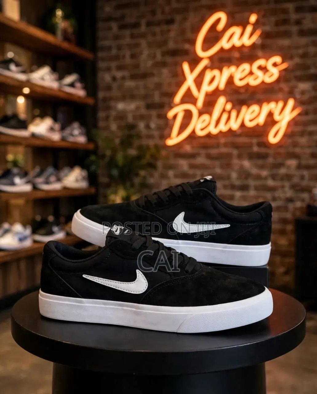 Nike Charge Suede Sneakers. Black/White