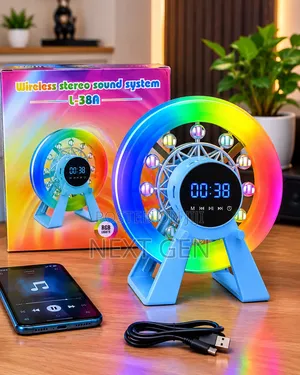 RGB Wireless Stereo Sound System With Digital Alarm Clock L-38a
