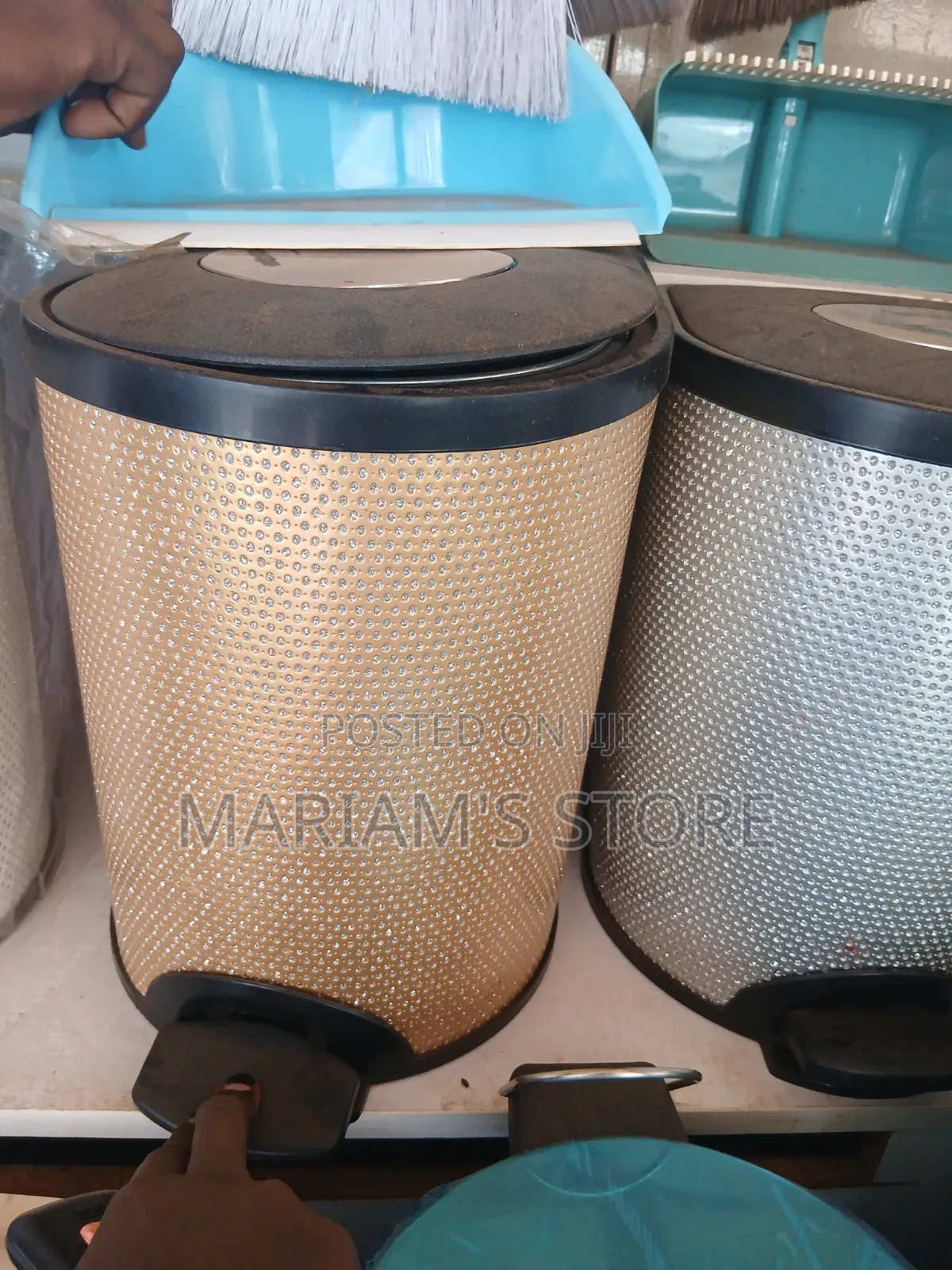 Gold-Colored Step-on Waste Bin