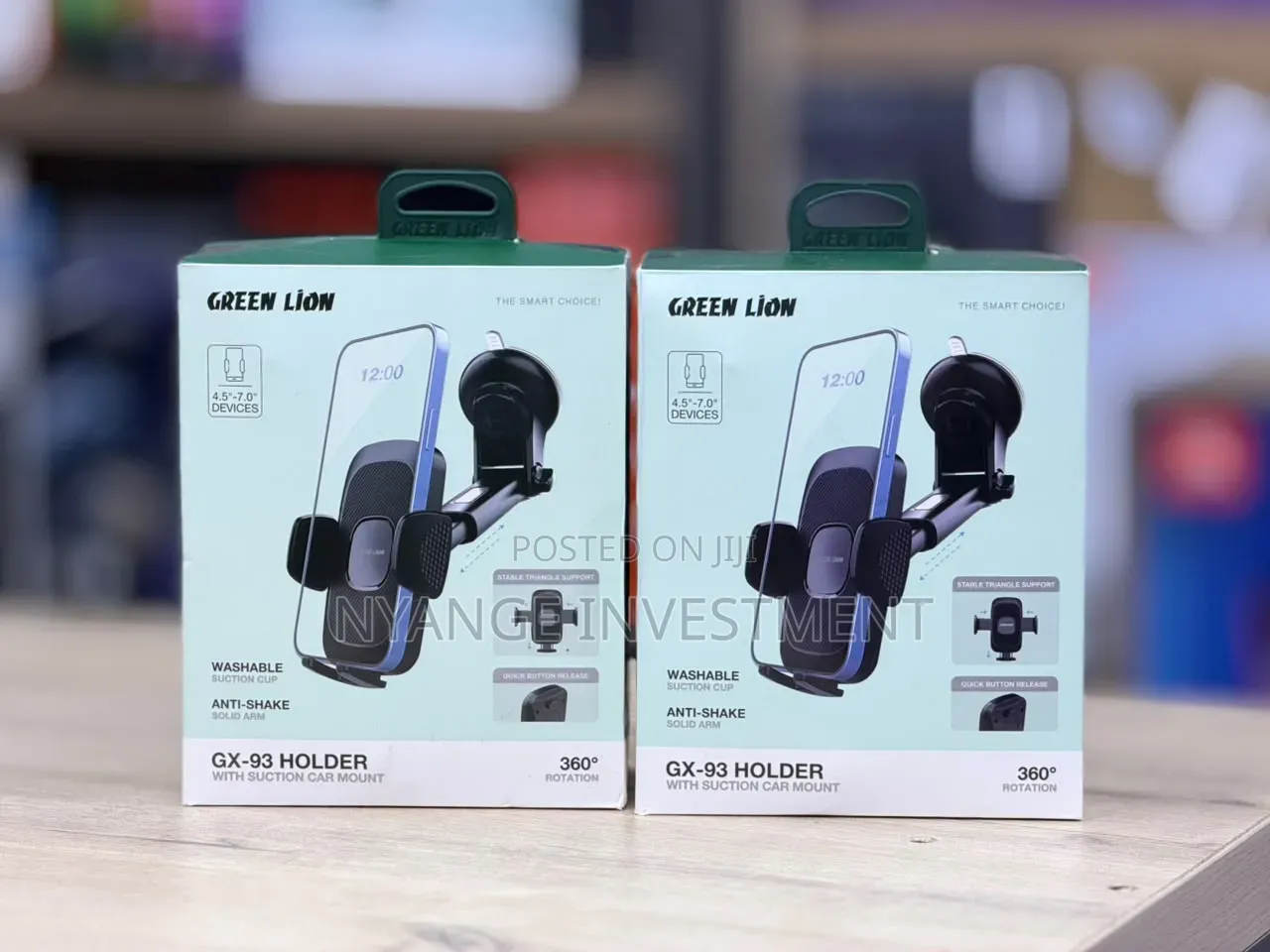 Green Lion GX-93 Car Phone Holder, Suction Car Mount With Solid Arm