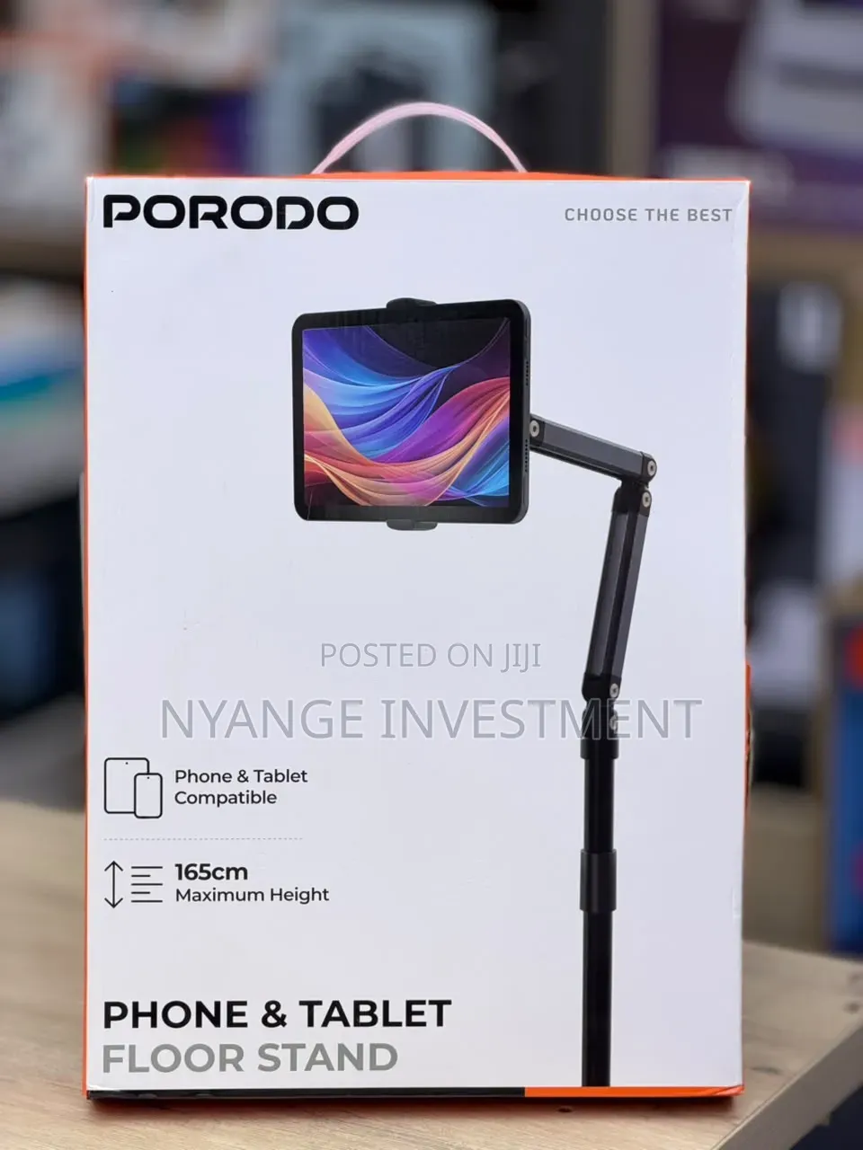 Porodo Phone & Tablet Floor Stand 1.65m, 360° Rotatable .