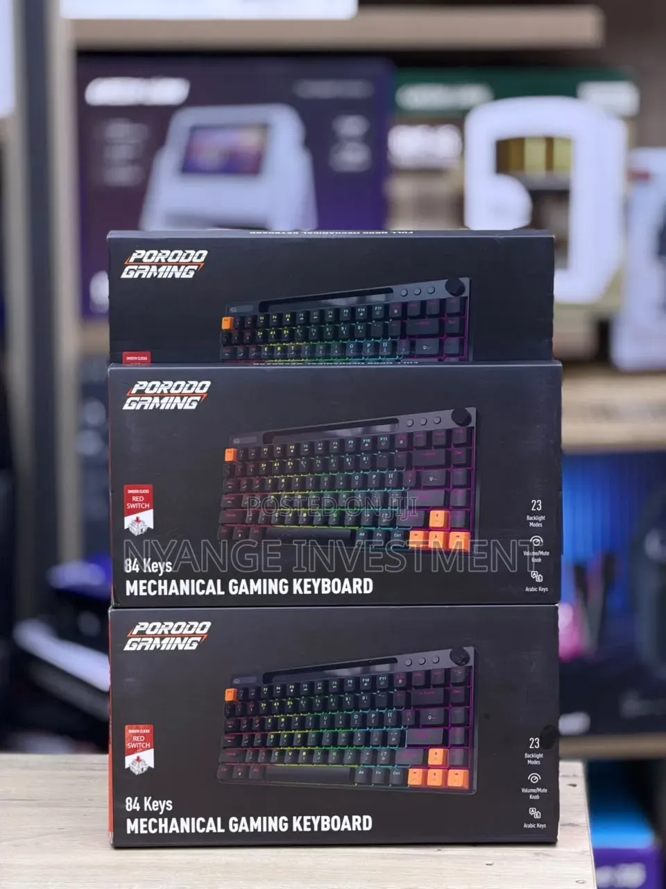 Porodo Wired Mechanical Keyboard 84 Keys , 23 Different Backlighting