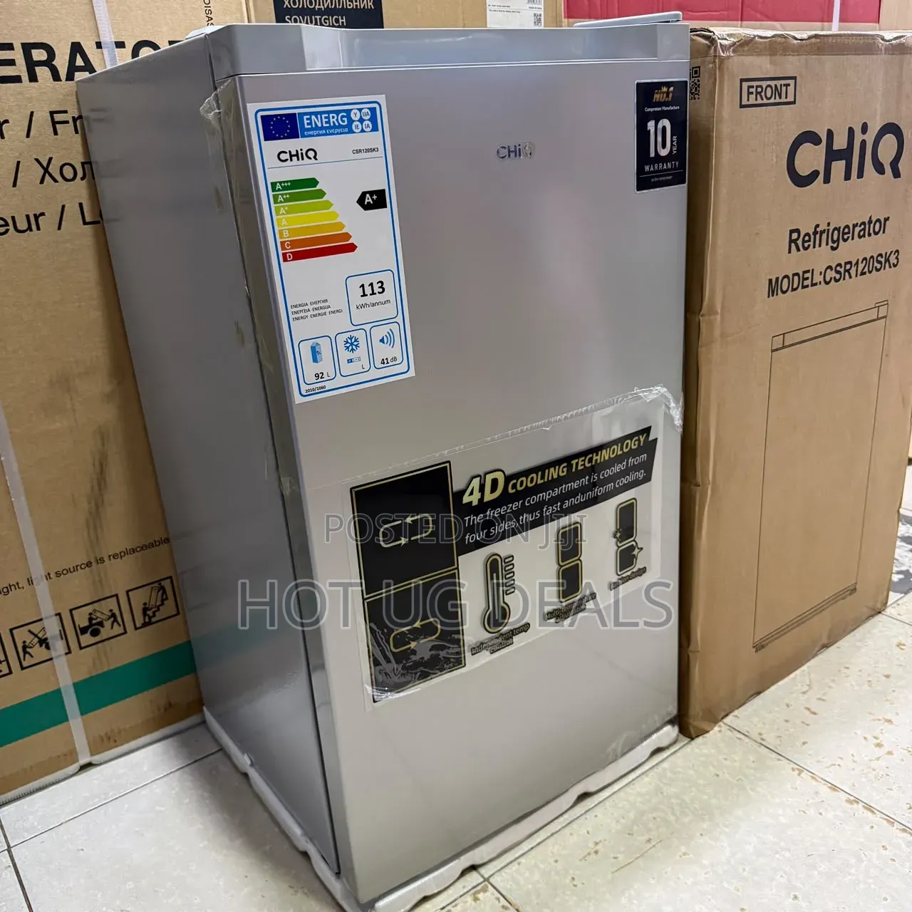 CHiQ 92L Compact Bar Fridge - Silver Mini Refrigerator