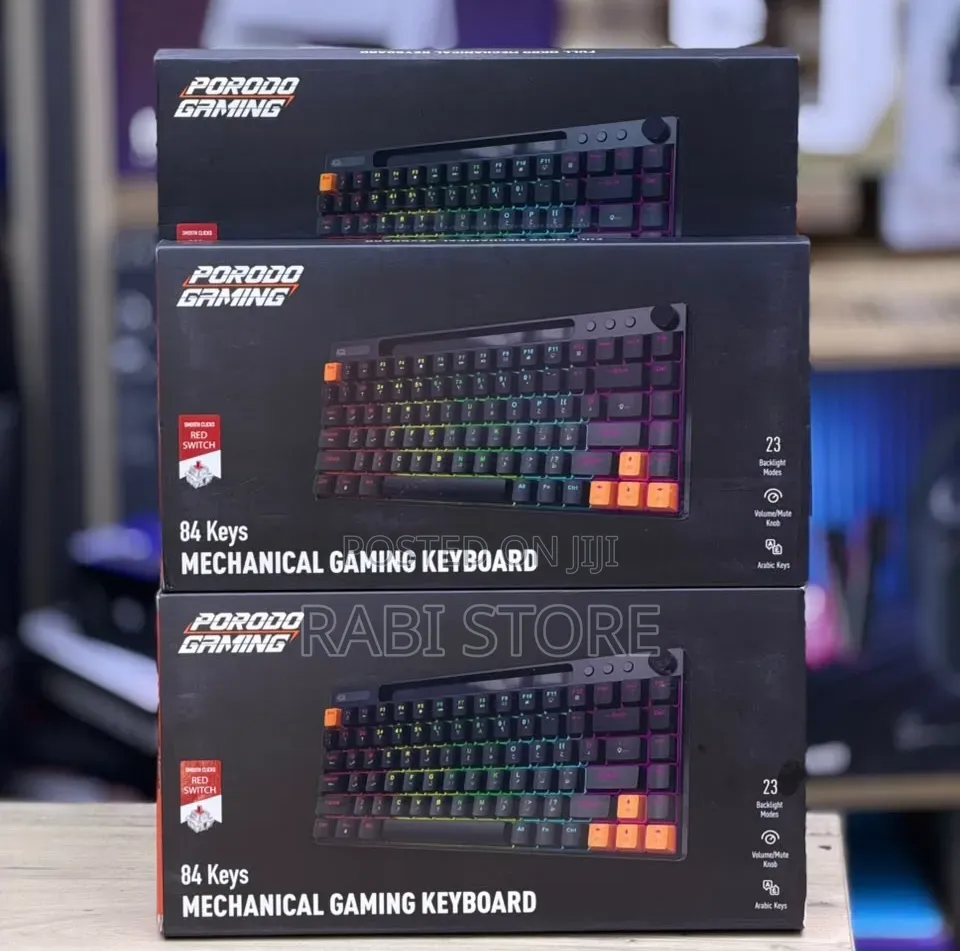 Porodo Wired Mechanical Keyboard 84 Keys With 23 Different Backlightin