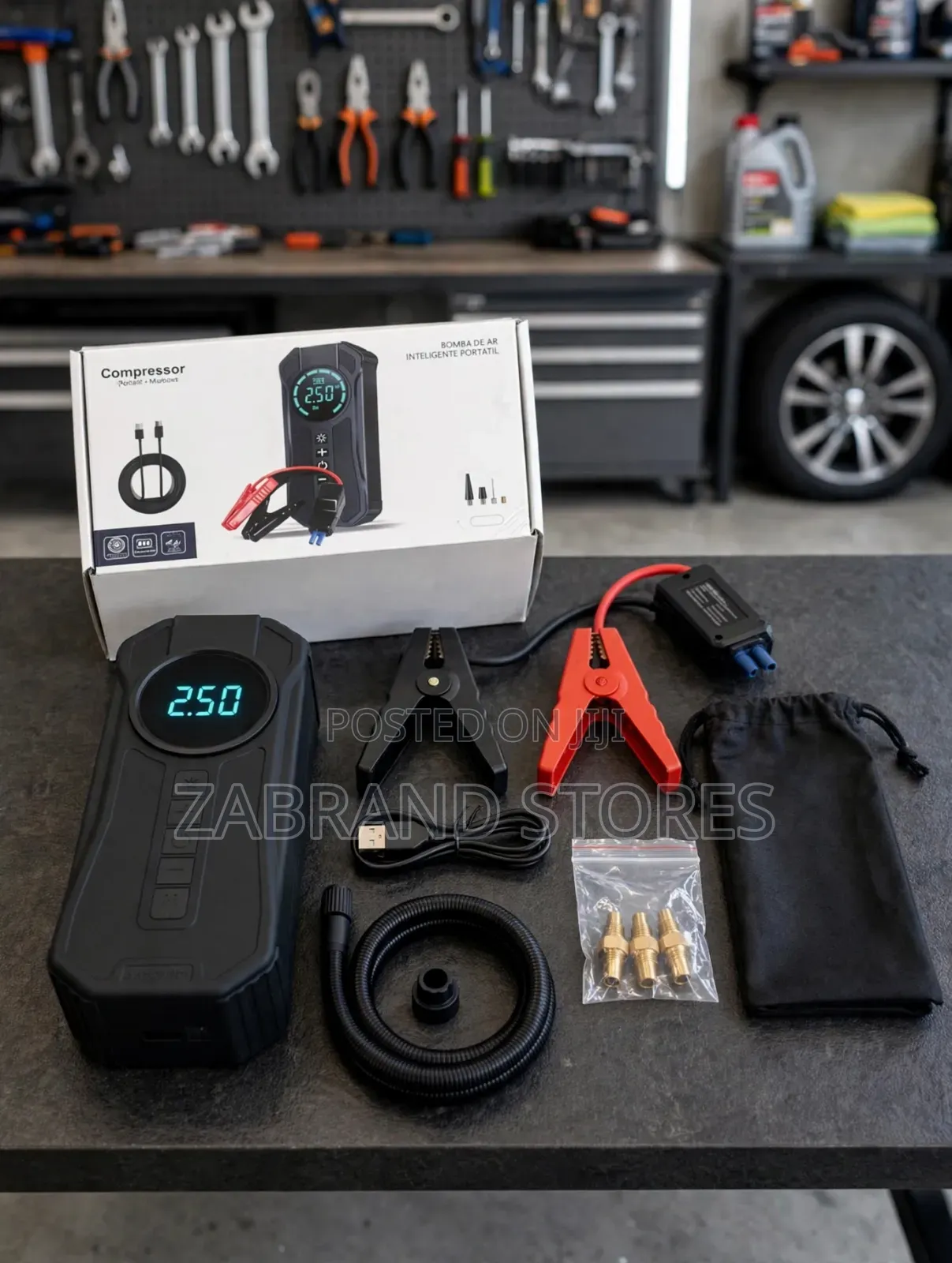 4-in-1 Car Jump Starter/Tire Inflator/Torch/Power Bank