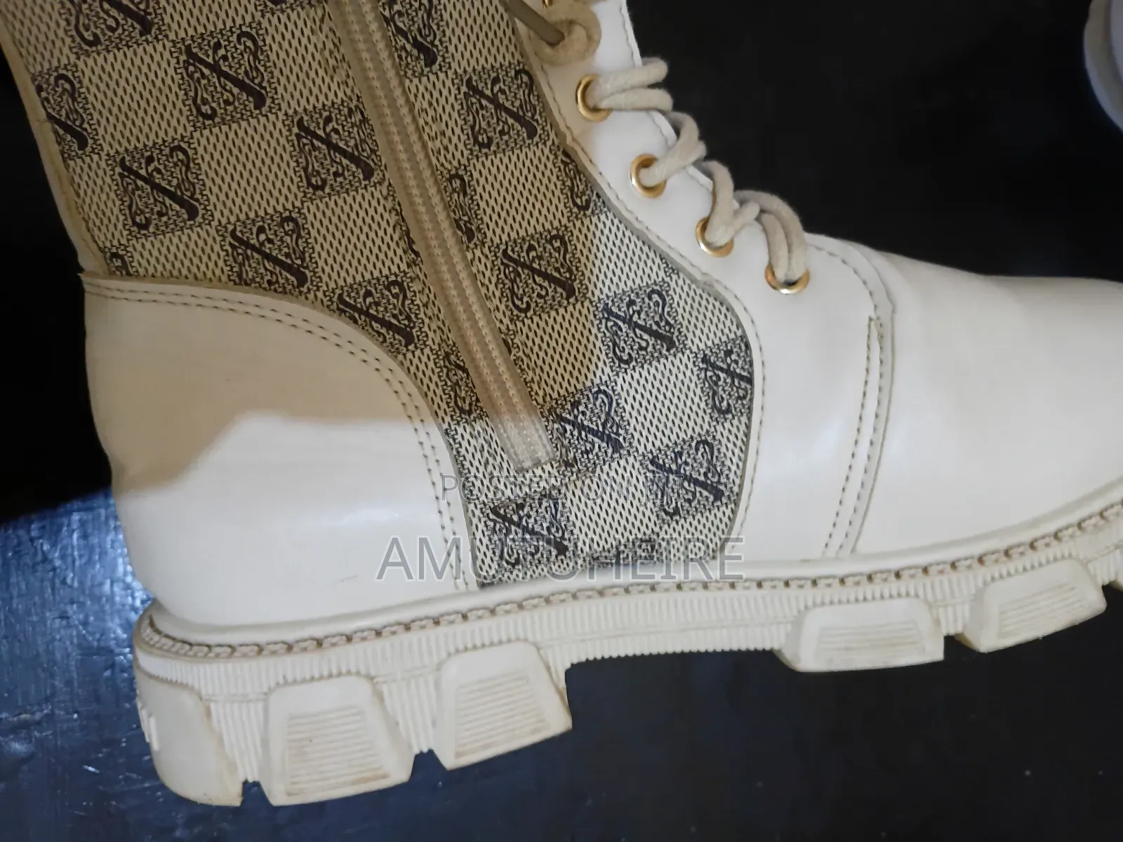 White Chunky Designer Ankle Boots Size 40 - Women's Second Hand