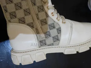 White Chunky Designer Ankle Boots Size 40 - Women's Second Hand