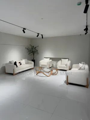 Modern Sofa Set in Soft Cream Fabric
