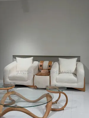 Modern Sofa Set in Soft Cream Fabric